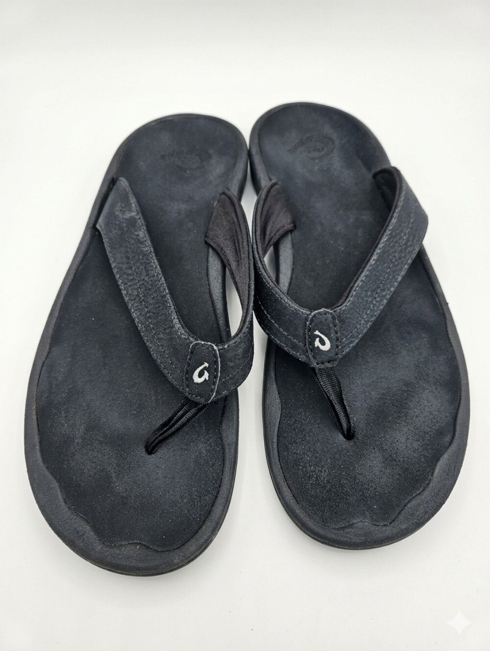 OluKai Black Suede Men's Flip-Flop Sandals
